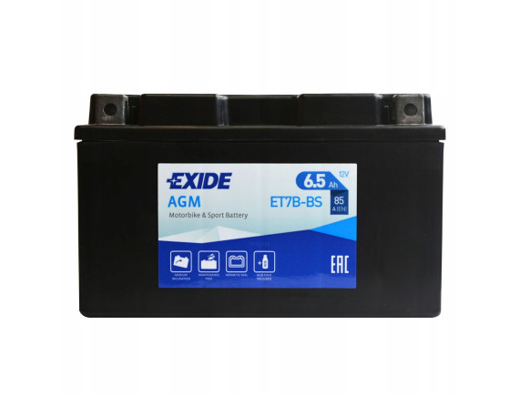 Мотоциклетный аккумулятор Exide ET7B-BS (6.5 А·ч)