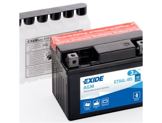 Мотоциклетный аккумулятор Exide ETX4L-BS (3 А·ч)