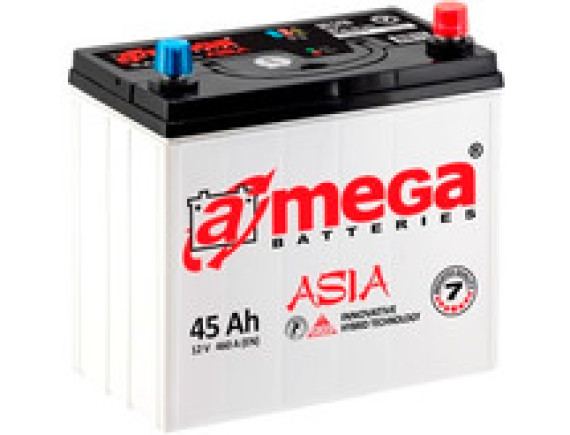 Автомобильный аккумулятор A-mega Asia 6СТ-45-А3 JR (45 А/ч)