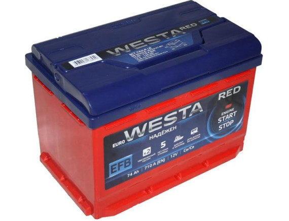 Автомобильный аккумулятор Westa RED EFB 6СТ-74VLR LB (74 А·ч)